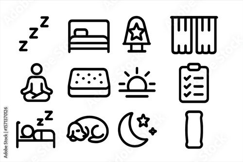 Sleep and relaxation icons vector illustration for design and print in flat style