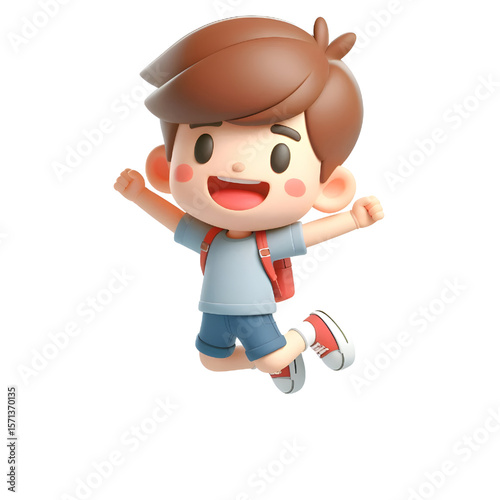  cartoon kid jumping with joy transparent background