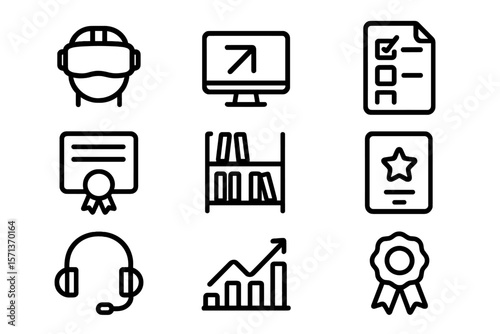Technology and education icon set vector illustration for modern design projects