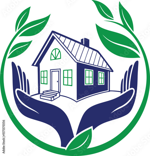 eco friendly house ,  eco house, Unique home care logo Modern and minimalist vector and abstract logo