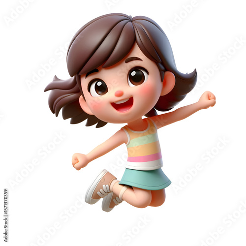  cartoon kid jumping with joy transparent background