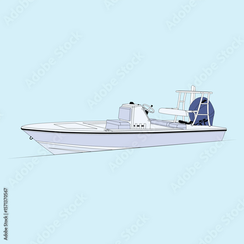 Vector Boat Line Art Illustration 