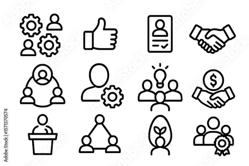 Business and teamwork icons vector illustration - flat style for design purpose