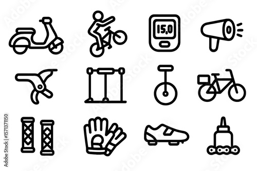 Cycling equipment and activities vector illustration for sports and fitness design