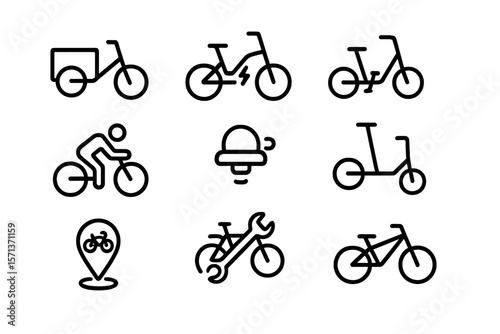 Bicycle icons vector illustration for mobile and web design in minimalist style