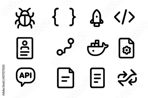 Technology and development icons vector illustration for web design and programming projects