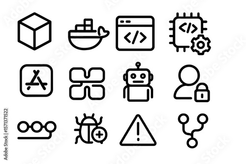 Technology and coding icons vector illustration for digital design projects