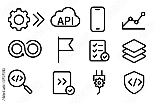 Technology and development icons vector illustration for digital design projects in flat style