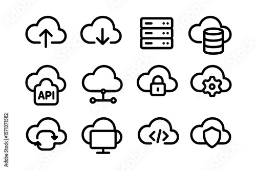 Cloud computing icons vector illustration for digital and web design in minimalist style