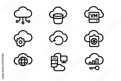 Cloud computing technology icons vector illustration for digital design projects