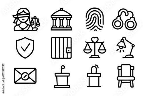 Justice and law elements vector illustration for legal design projects