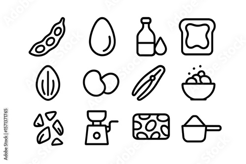Minimalist food and kitchen icons vector illustration for design projects