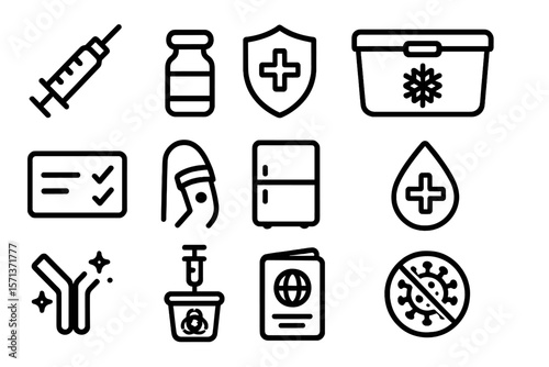 Healthcare and vaccination icon set vector illustration for medical and pharmaceutical design