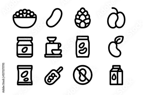 Minimalist line vector illustration of food and drink icons for design projects and packaging