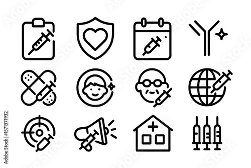 Medical icons vector illustration for health and vaccination themes in flat design