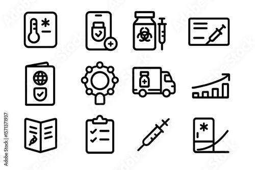 Medical icon vector illustration for healthcare and vaccination themes in modern line style