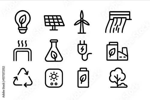Sustainable energy and ecology icons vector illustration for eco-friendly design projects