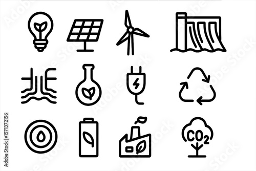 Sustainable energy and eco-friendly technology vector illustration for environmental design