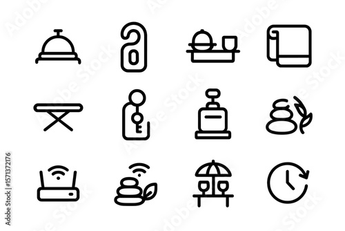 Hotel and hospitality service icons vector illustration for design projects