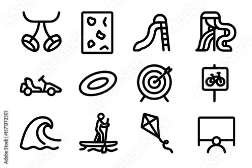 Outdoor activities and sports icon set vector illustration for graphic design and web projects