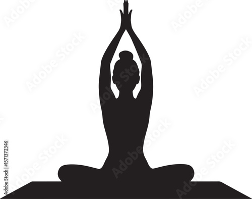Silhouette of person meditating on mat yoga meditation