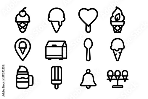 Ice cream icon set vector illustration for menu and design in minimalist style