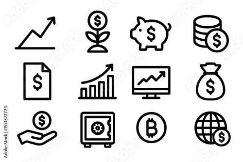 Financial growth and investment icons vector illustration for business and economy design