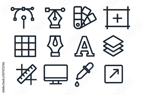 Graphic design tools vector illustration with icons for creative projects in flat style