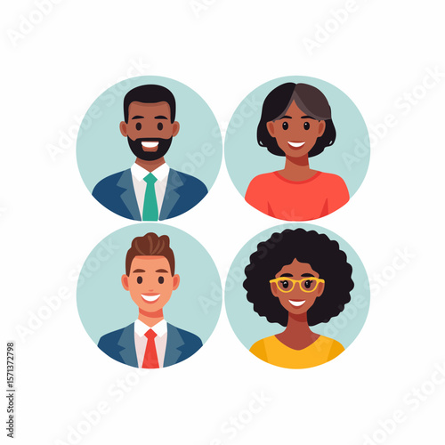 Vector illustration of man and woman avatars in business and casual style