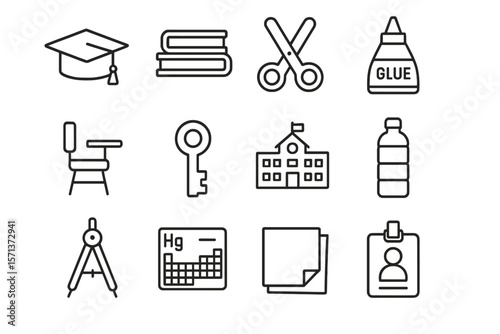 Education and school supplies icons vector illustration for classroom and learning design