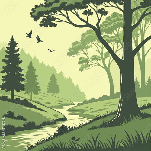 landscape with forest