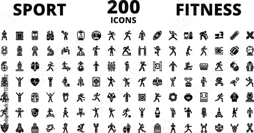 Sport fitness icons set vector illustration for healthy lifestyle design