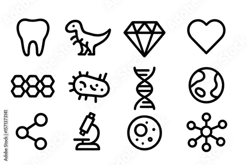 Science and nature icons set vector illustration for education and design in minimal flat style