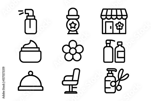 Beauty and salon icons vector illustration in flat line style for design and decoration