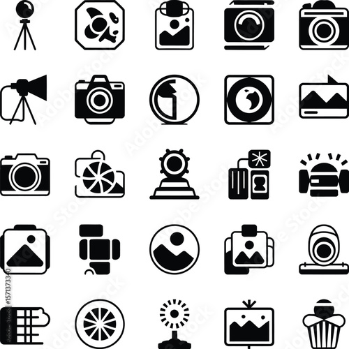 Icons of Imagination: A Minimalist Matrix of Photography’s Essentials Gridlocked Vision: 25 Silhouettes that Frame Craft and Creativity Pixel Precision: Where Form Meets Function in Monochrome Delight