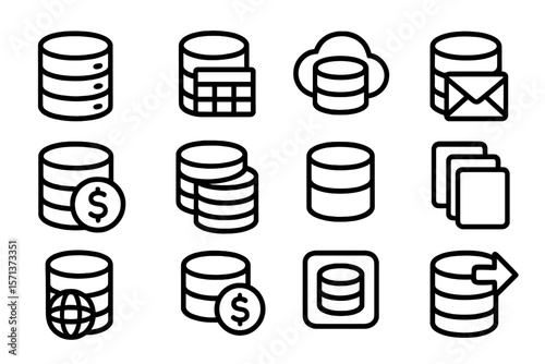 Data and storage icons vector illustration for technology design projects