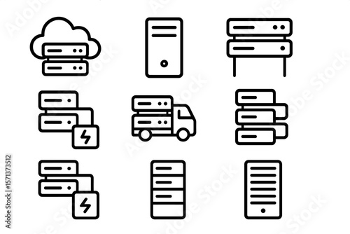 Cloud computing and server management vector illustration in minimalist style