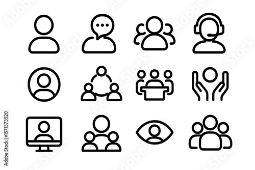 Business communication icons vector illustration for digital and print design in modern line style
