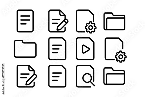 Minimalist document and folder icons vector illustration for digital design projects