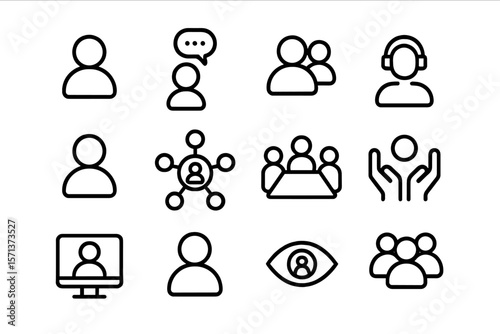Communication and collaboration icons vector illustration for technology and business design