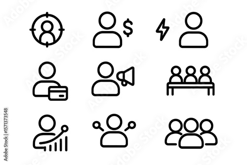 Business and marketing icons vector illustration for design and presentation in minimalist style