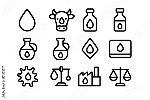 Dairy production line icons vector illustration - editable design for posters and packaging