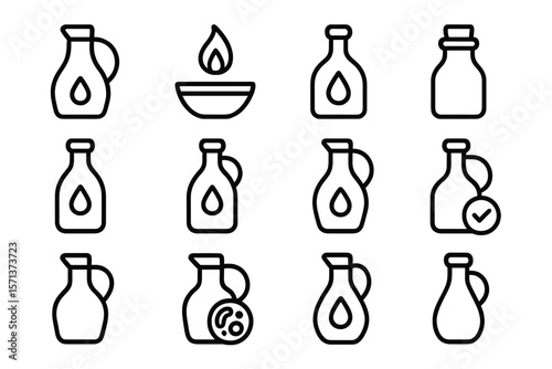 Black and white beverage bottle icons vector illustration