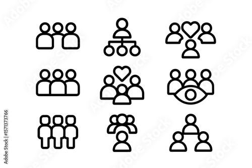 Teamwork and community relationships vector illustration in minimalistic style for design and branding
