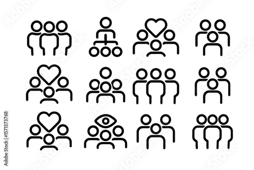 Minimalist teamwork and community icon set vector illustration for design use