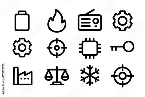 Industrial and technology icon set vector illustration - design for ui and print, flat style