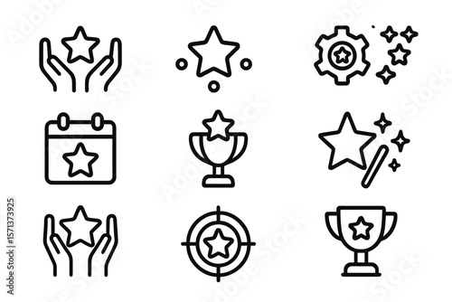 Black and white star icon vector illustration for achievement and recognition themes