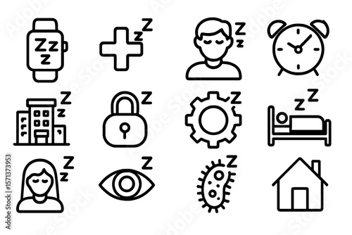 Sleep and rest icons vector illustration - flat style design for apps and infographics