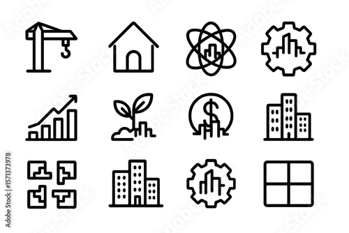 Business and technology icons vector illustration - line style design for digital use