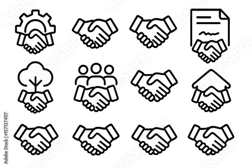 Business agreement and partnership icons vector illustration for web and print design